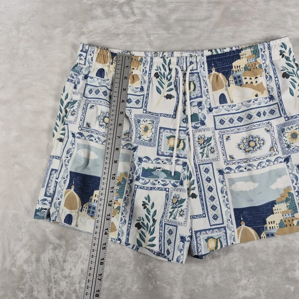 Abercrombie & Fitch Swim Trunks Shorts Men's Large White Paint Relaxed Stretch